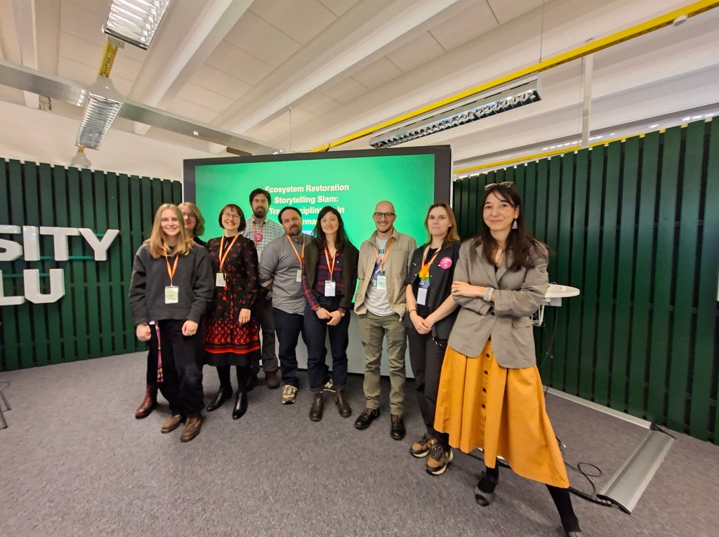 "Ecosystem Restoration Storytelling Slam: Transdisciplinarity in Performance" session" chaired by Monica Vasile (on the right) at the YHYS Fall Colloquium 2025, Oulu, Finland. 24.11.2025